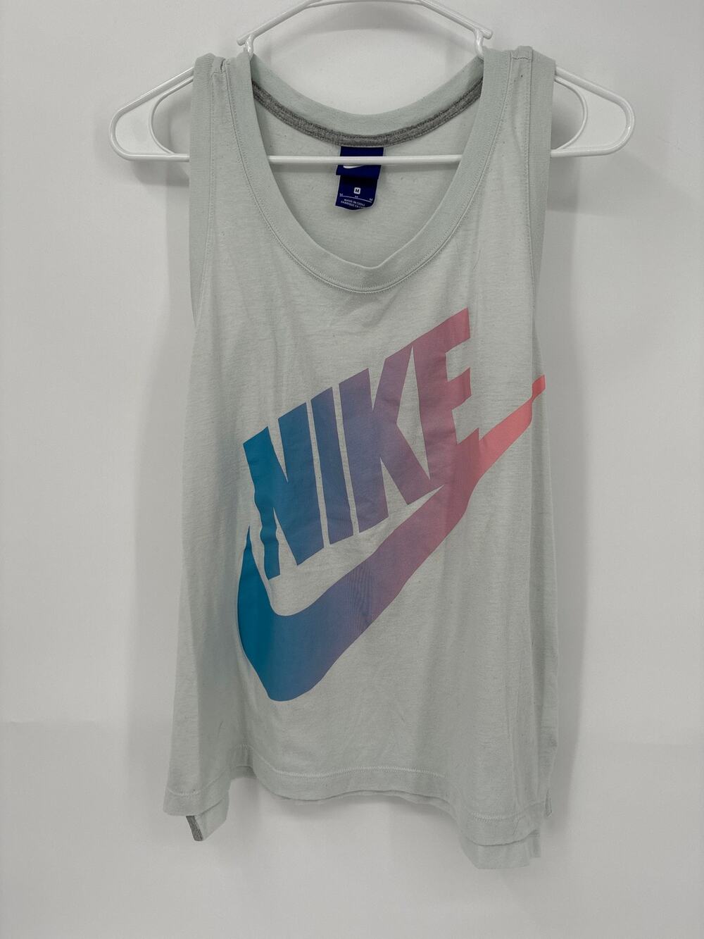 Nike Futura Women's Blue Racer back Tank Top Colorful Logo Medium 890754-006